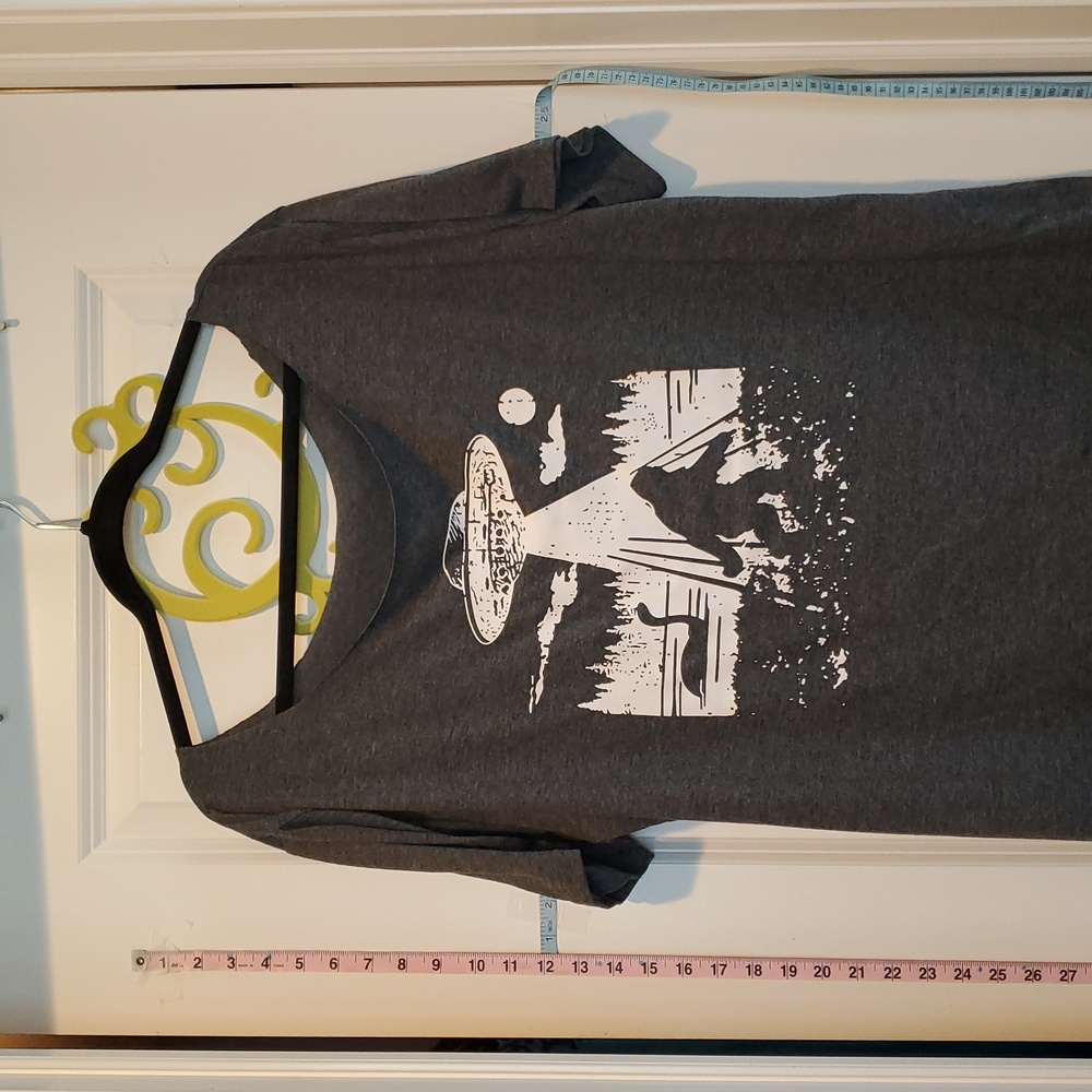 Dark Gray Tee with UFO and Bigfoot Graphic - Picture 2 of 2